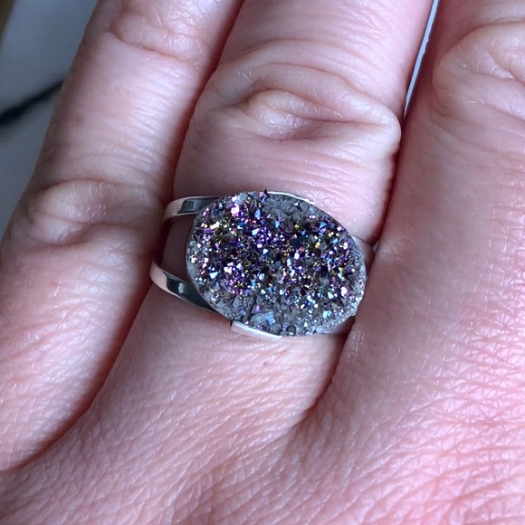 Ring Titanium Aura Druzy & Sterling Silver - Picture 3 of 8